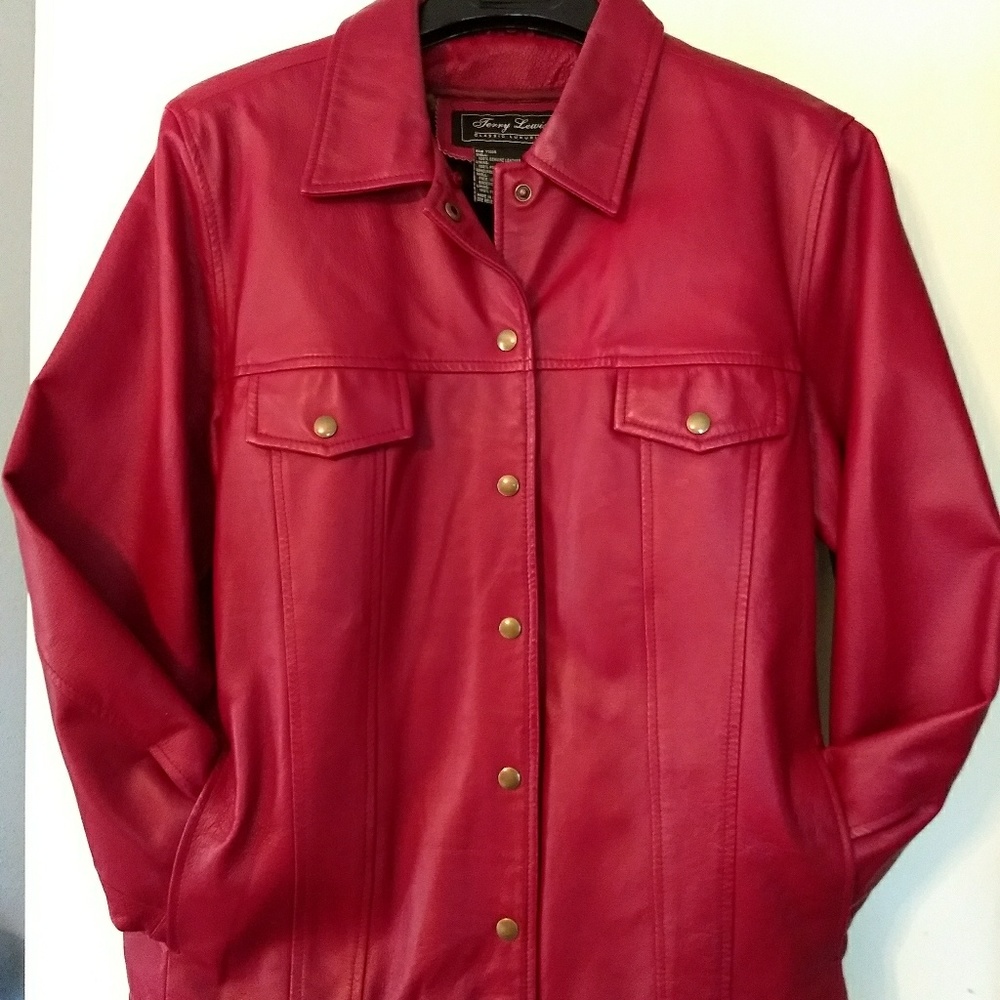 100% Leather Coat in Burgundy/Wine color